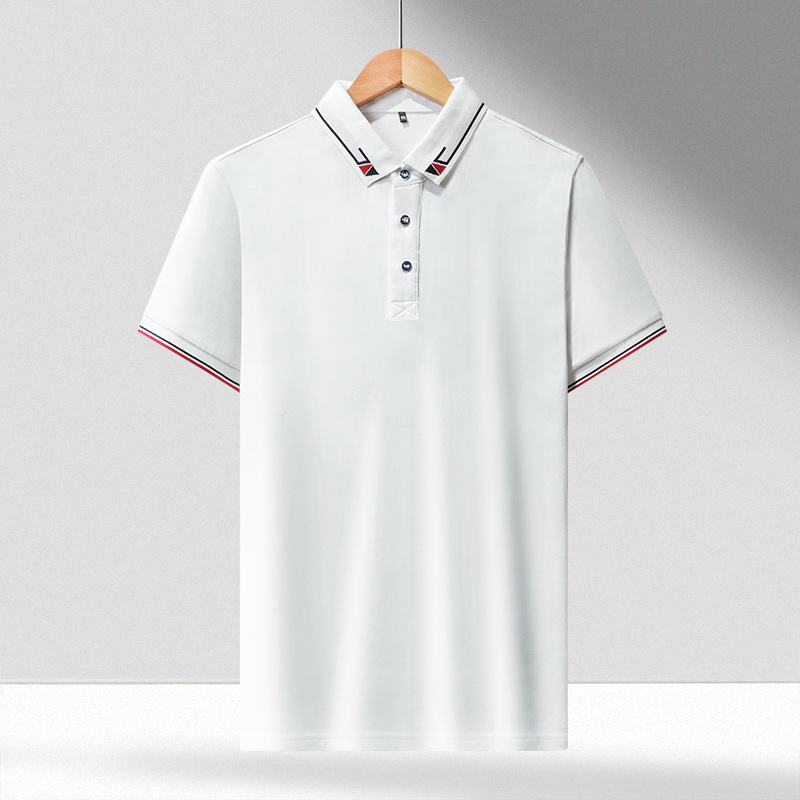 60 Combed Yarn long velvet mercerized cotton POLO shirt British style new trendy brand lapel short sleeves  064/ 202206