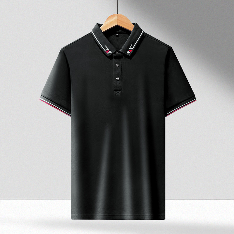 60 Combed Yarn long velvet mercerized cotton POLO shirt British style new trendy brand lapel short sleeves  064/ 202206