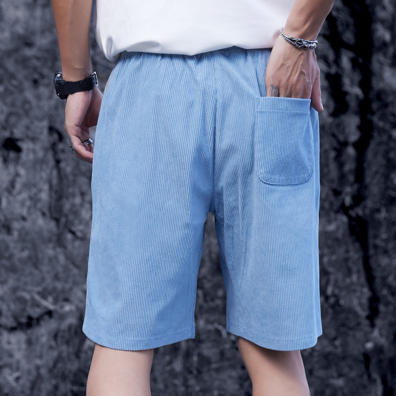 New casual sports solid color shorts 300g corduroy heavy loose men  064 /
