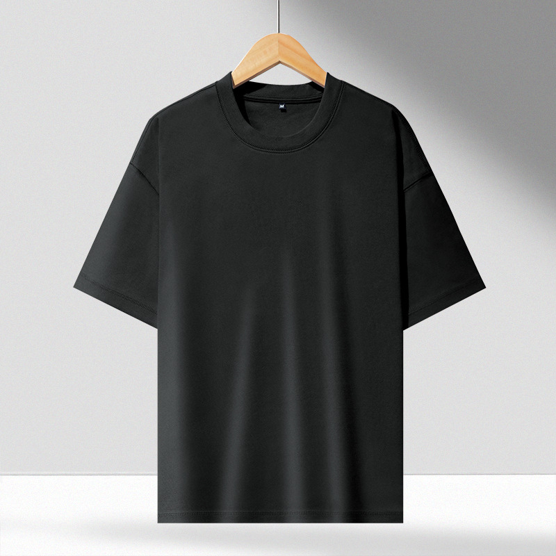 290g t-shirt double-sided elastic cotton drop shoulder loose solid color short-sleeved t-shirt  064/ 202202
