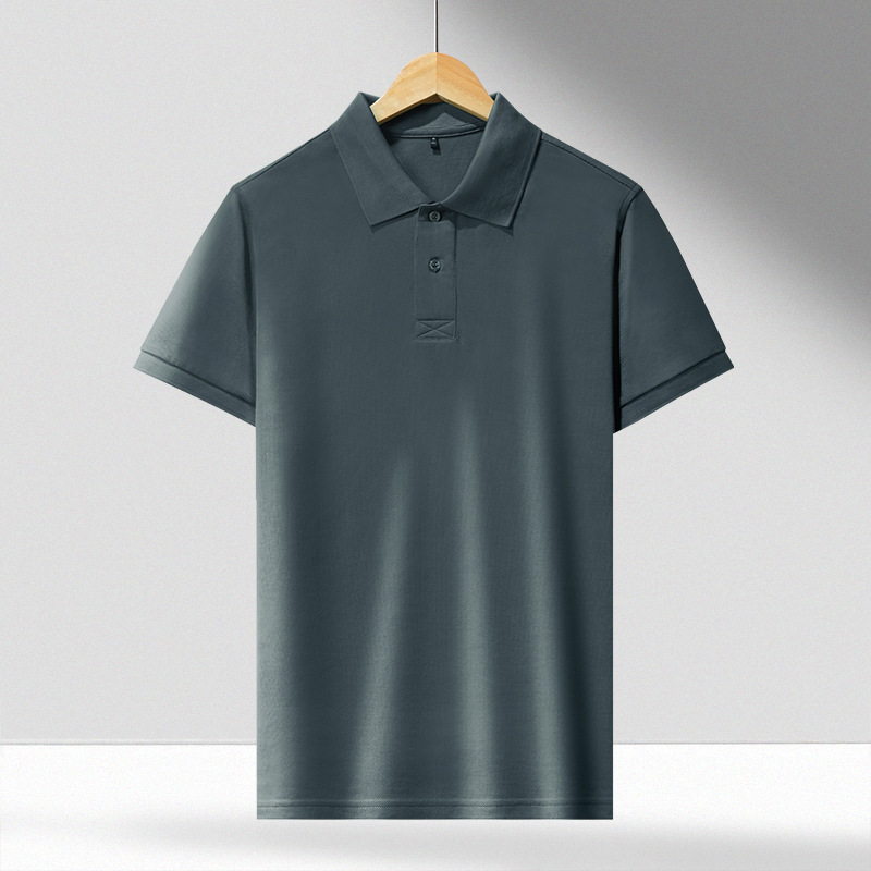 60 Combed Yarn long velvet mercerized cotton business POLO shirt men's new lapel  064/ 202207