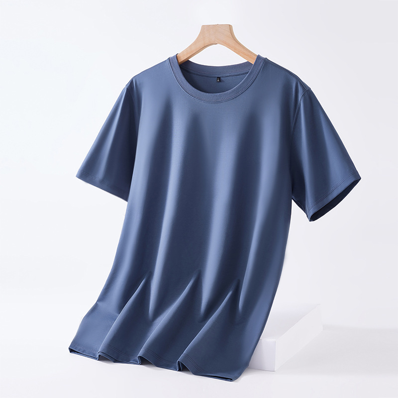 Linen short-sleeved t-shirt men's spring and summer thin section solid color round neck top casual linen cotton  064/ 2023007-2