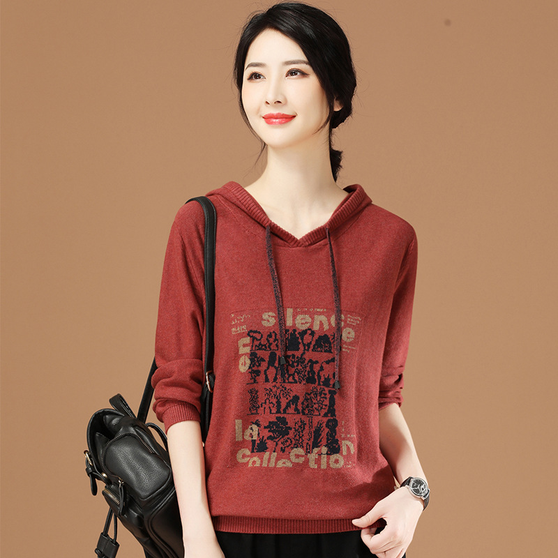 Autumn new style hooded casual printed sweater top female SW0190 / 067