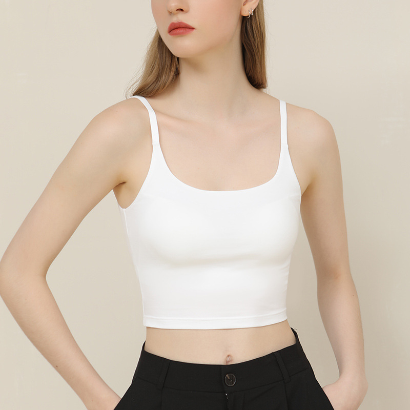 Short style with chest pad, thin shoulder, black suspender, women's U-neck, elastic, slim fit, top bottom, summer  069/ VS98A