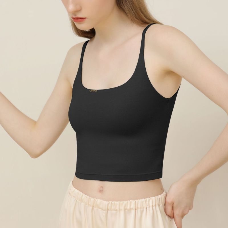 Short style with chest pad, thin shoulder, black suspender, women's U-neck, elastic, slim fit, top bottom, summer  069/ VS98A