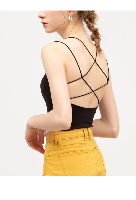 New women's beautiful back sexy suspender with cushion gathered cross backless vest women VS43 /069