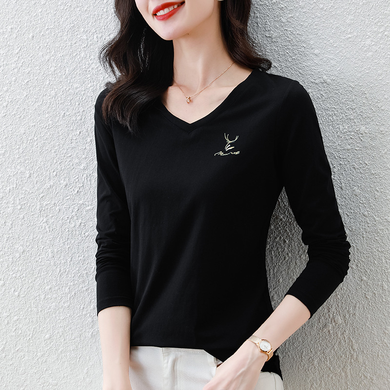 V-neck women's long-sleeved T-shirt autumn thin casual cardigan 070/  S82230111