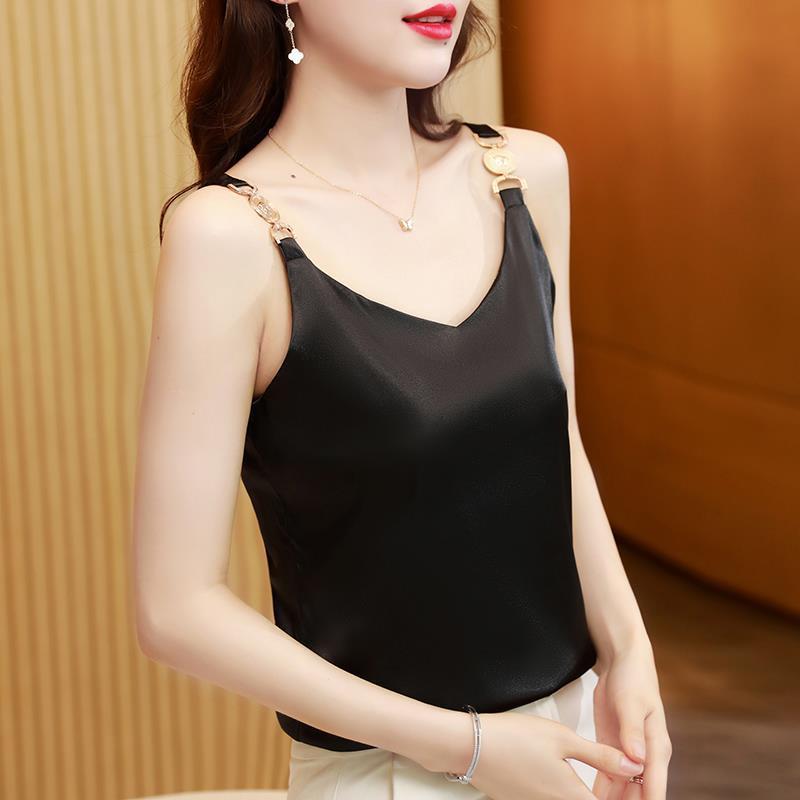 Satin small suspender tank top for women wearing a suit with a fashionable bottom sexy chic top 068/ 989923#