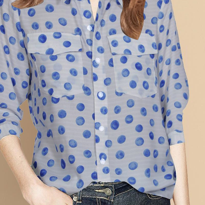New women's French polka dot printed long-sleeved shirt Women's temperament aging jacket 068/ 9821A0391