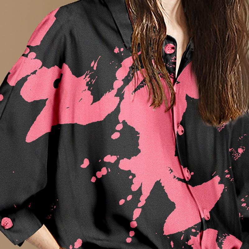 Spring New Vintage Fashion Loose Shirt Women's Design Sense Small French Print Top 068/ 9822S1111