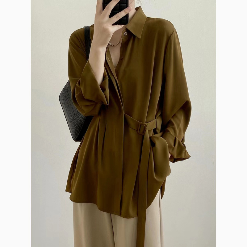 Fall design feeling long-sleeved shirt for women with drape feeling shirt 80621/071