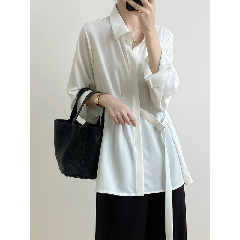 Fall design feeling long-sleeved shirt for women with drape feeling shirt 80621/071