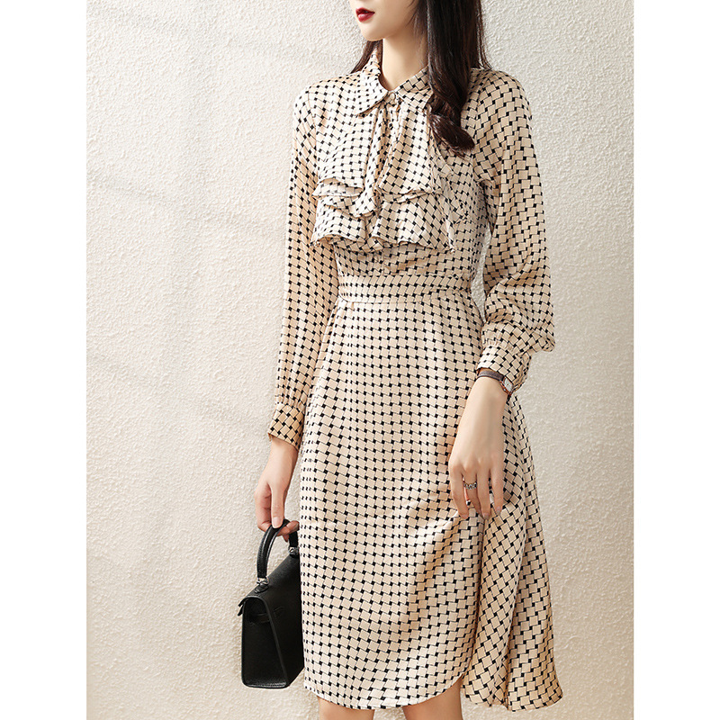 New high-grade dress French spring dress long-sleeved dress 072/ W26Q23025