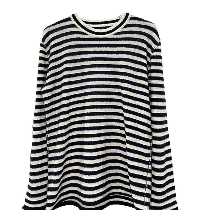 Loose casual striped knitted sweater Goddess style top female 072/ W26S28858