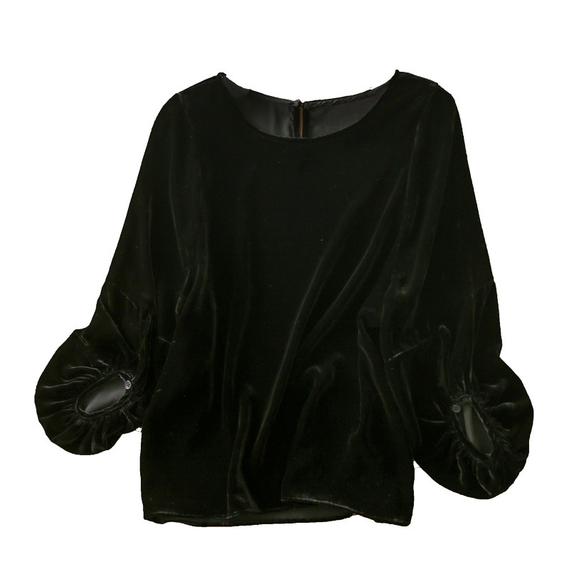 Top design sense, small number, new sense, golden velvet long-sleeved T-shirt, female 072/ W26S40365