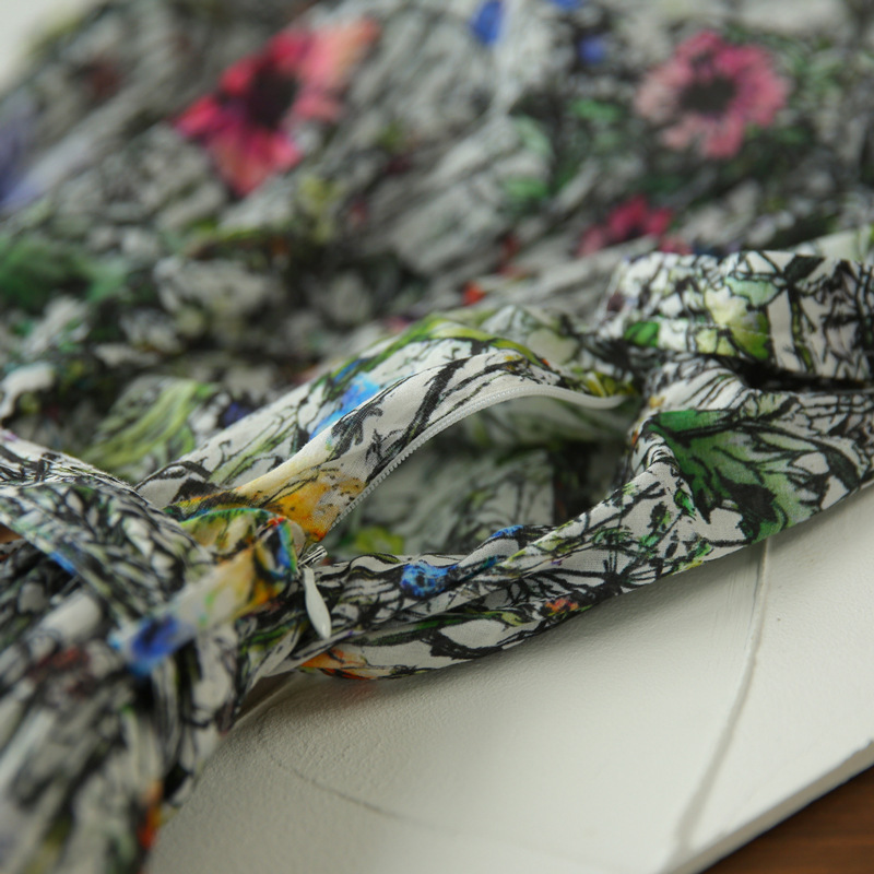 Summer new belt print temperament vintage dress floral skirt woman 072/ W26Q32562