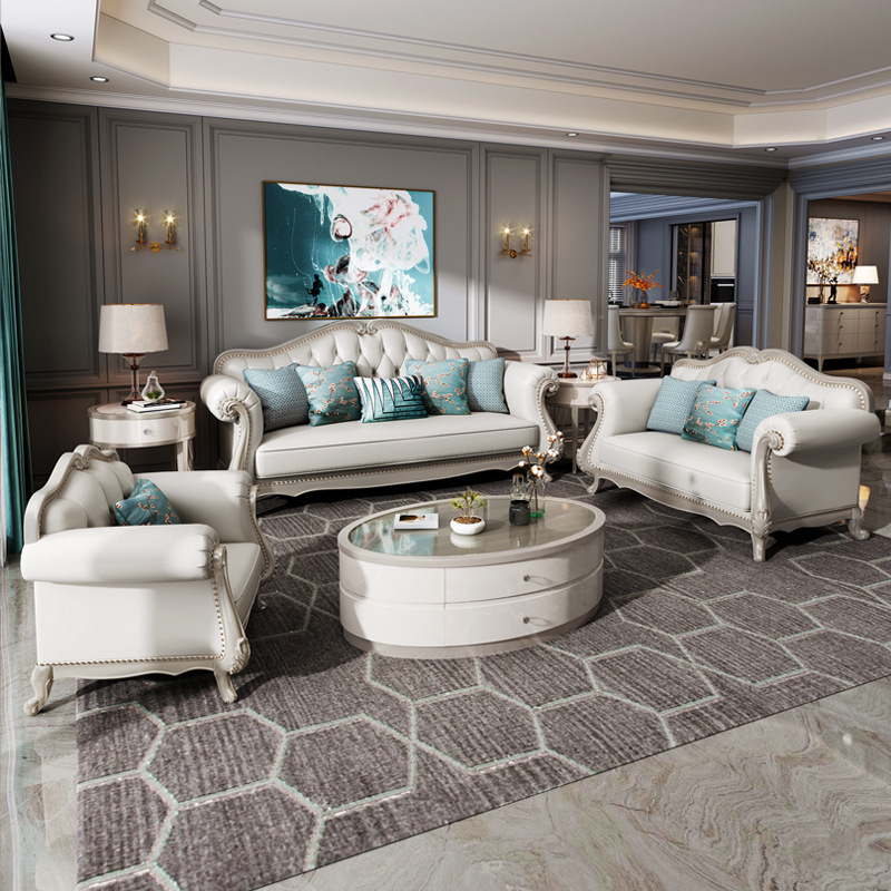 New American light luxury sofa combination top layer cowhide 110-02