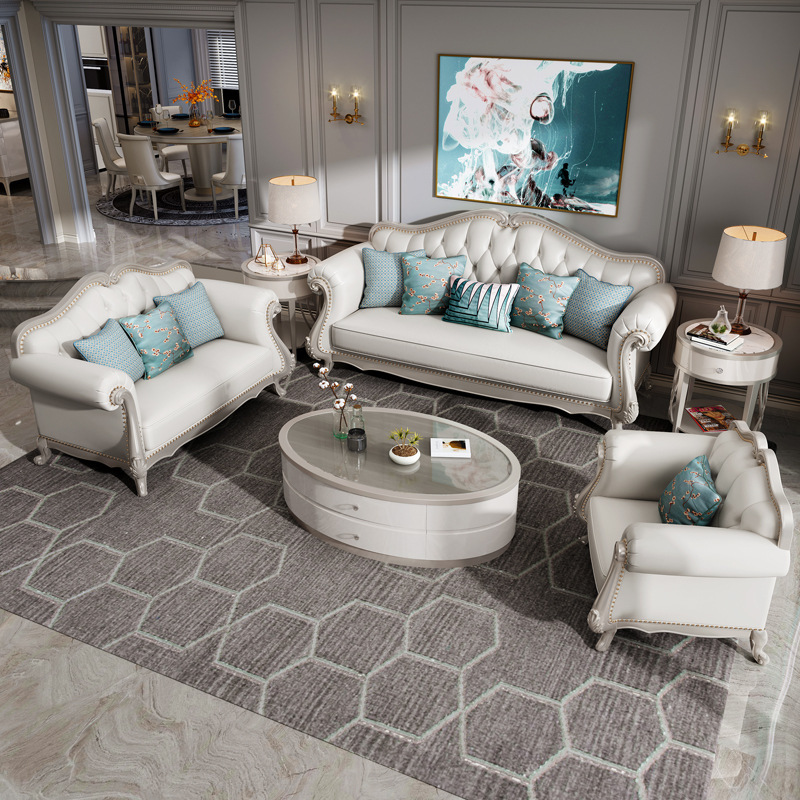 New American light luxury sofa combination top layer cowhide 110-02