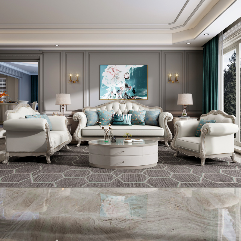 New American light luxury sofa combination top layer cowhide 110-02