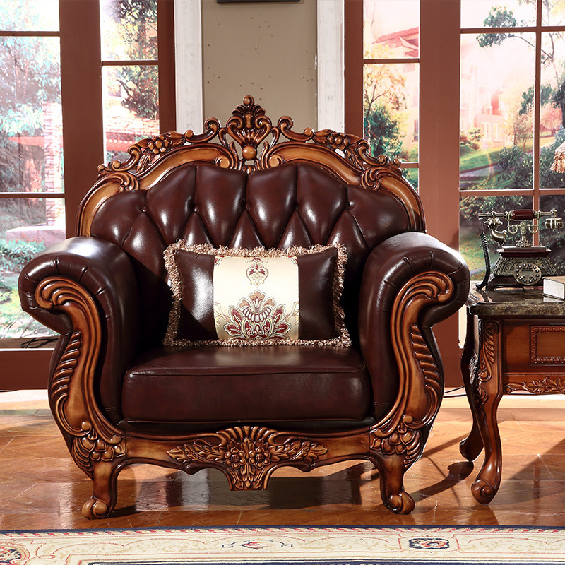 Solid wood first layer cowhide sofa large and small apartment combination package  110-08