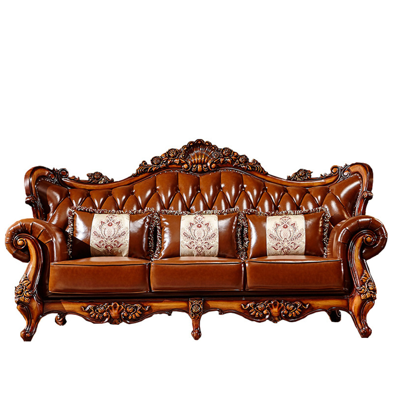 First-layer leather high-end American-style sofa villa living room furniture package  110-07