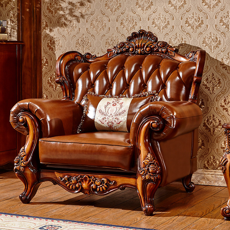 First-layer leather high-end American-style sofa villa living room furniture package  110-07