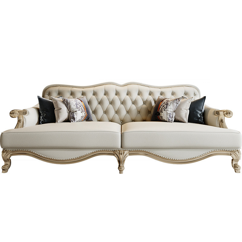 American light luxury solid wood simple leather sofa  110-06