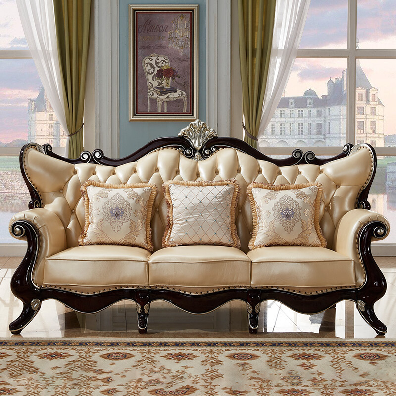 Small apartment ebony light luxury American luxury top layer cowhide  110-05