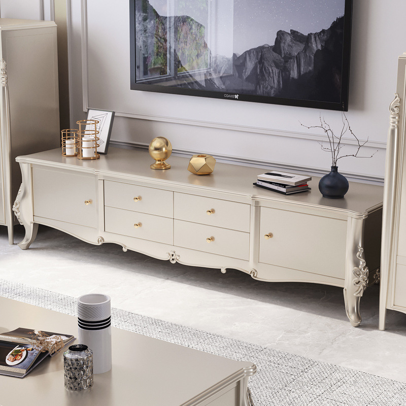 American light luxury solid wood coffee table TV cabinet combination French simple side 110-13