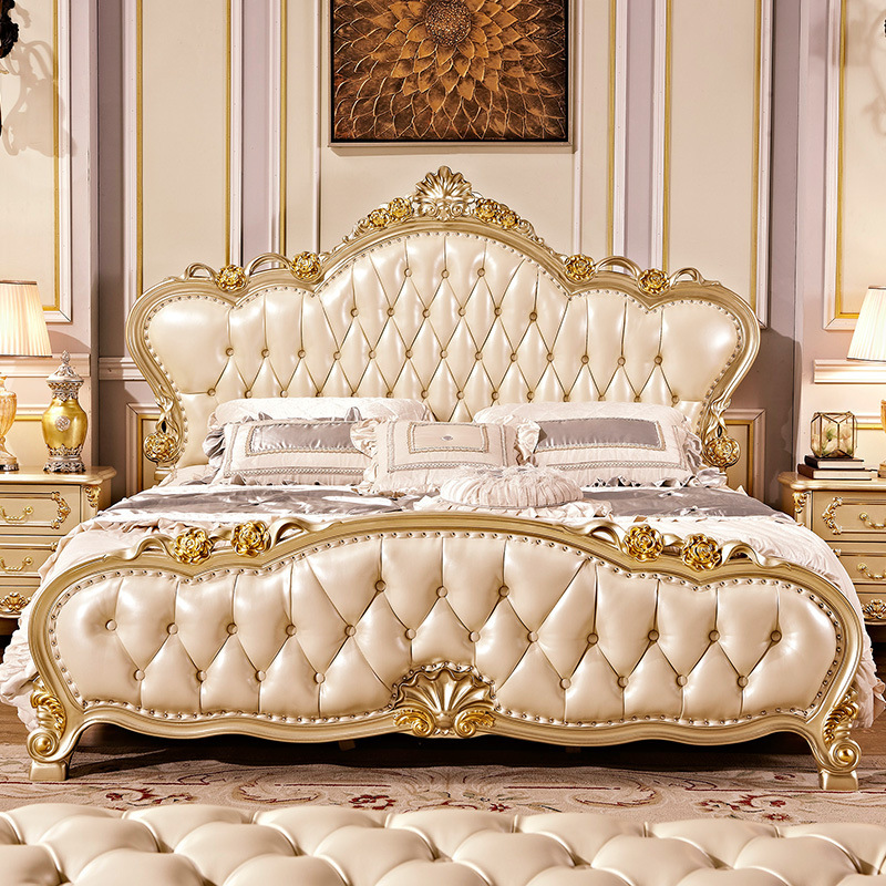 Champagne Gold Master Bedroom European Double Bed 1.8m Marriage Bed 110-17