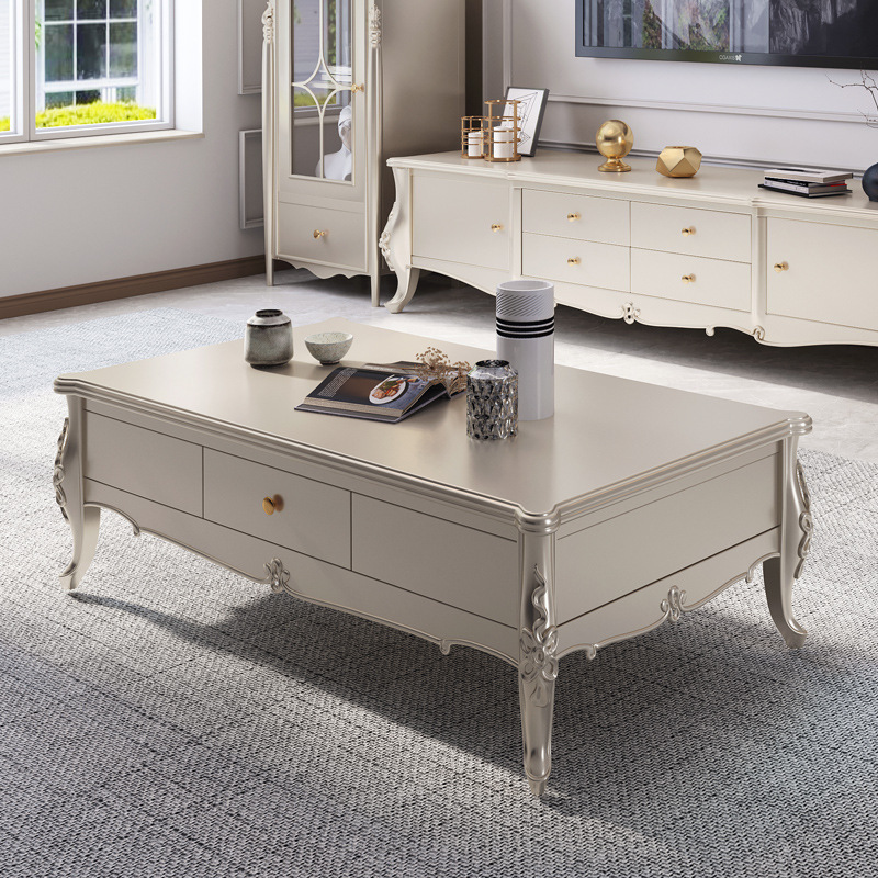 American light luxury solid wood coffee table TV cabinet combination French simple side 110-13