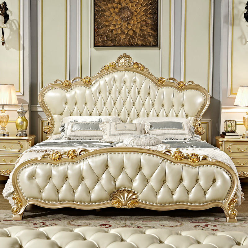 Champagne Gold Master Bedroom European Double Bed 1.8m Marriage Bed 110-17