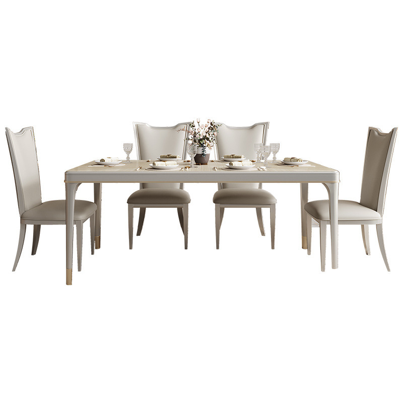 Small apartment rectangular household dining table with one table and six chairs 110-20