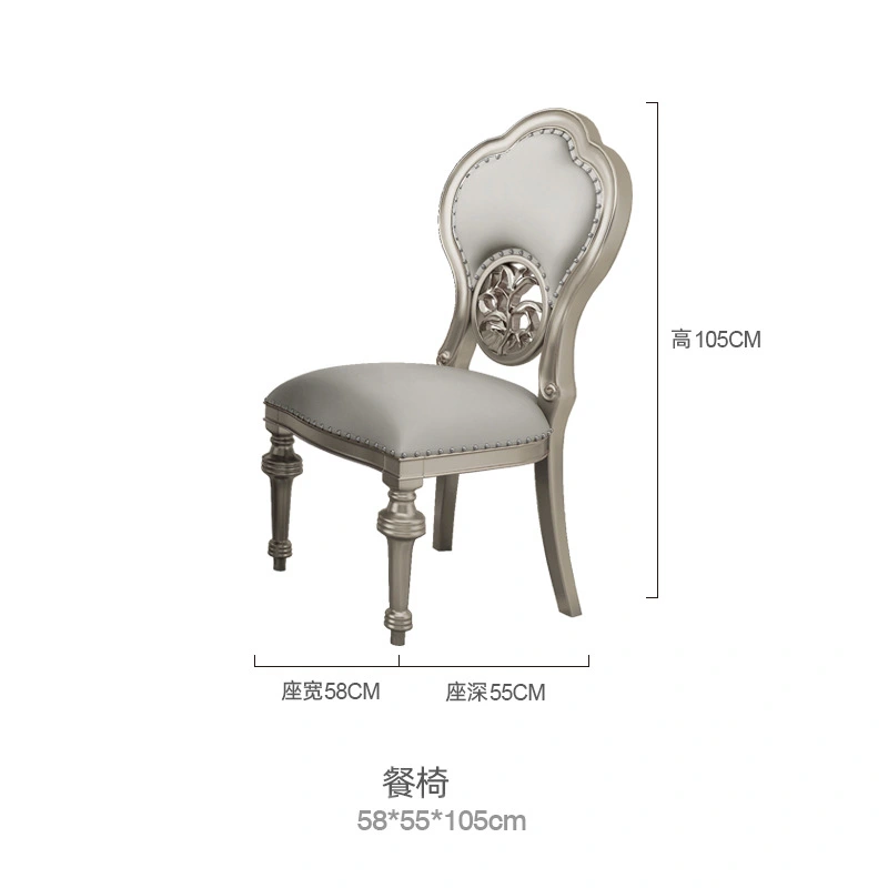 Round dining table solid wood European style with turntable dining table one table six chairs  110-24