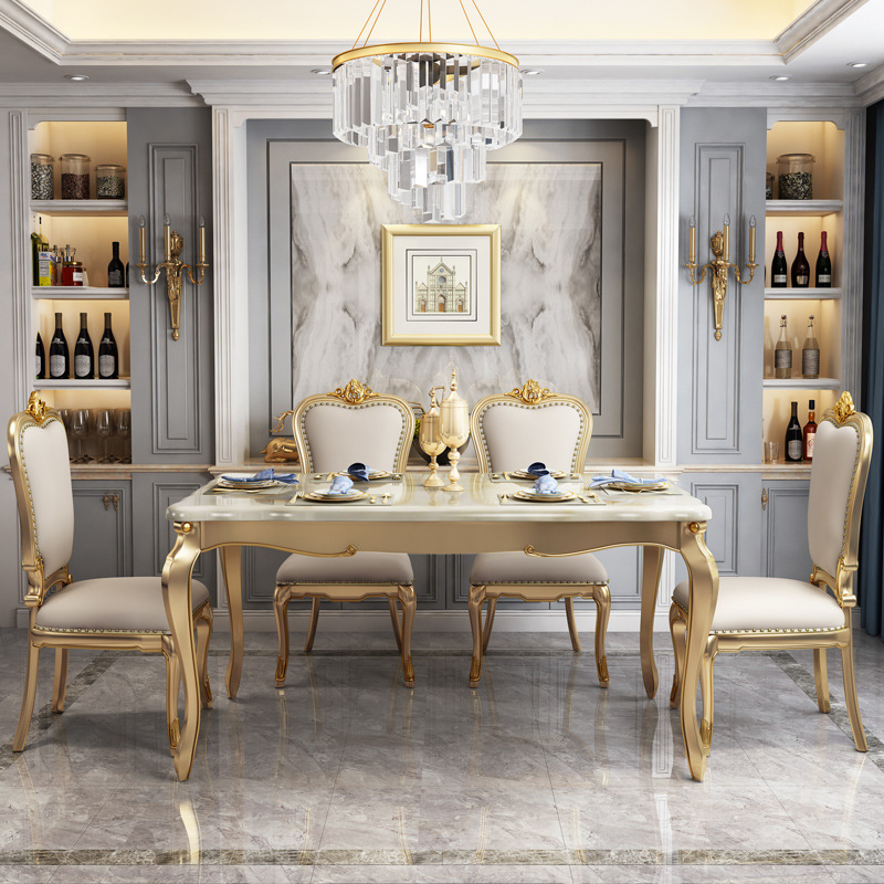 European rectangular marble dining table small apartment dining table  110-19