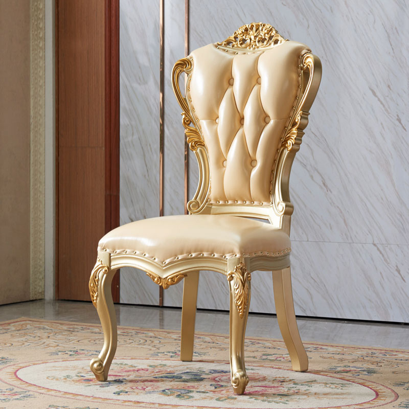 All solid wood marble dining table small champagne gold 6 people  110-28