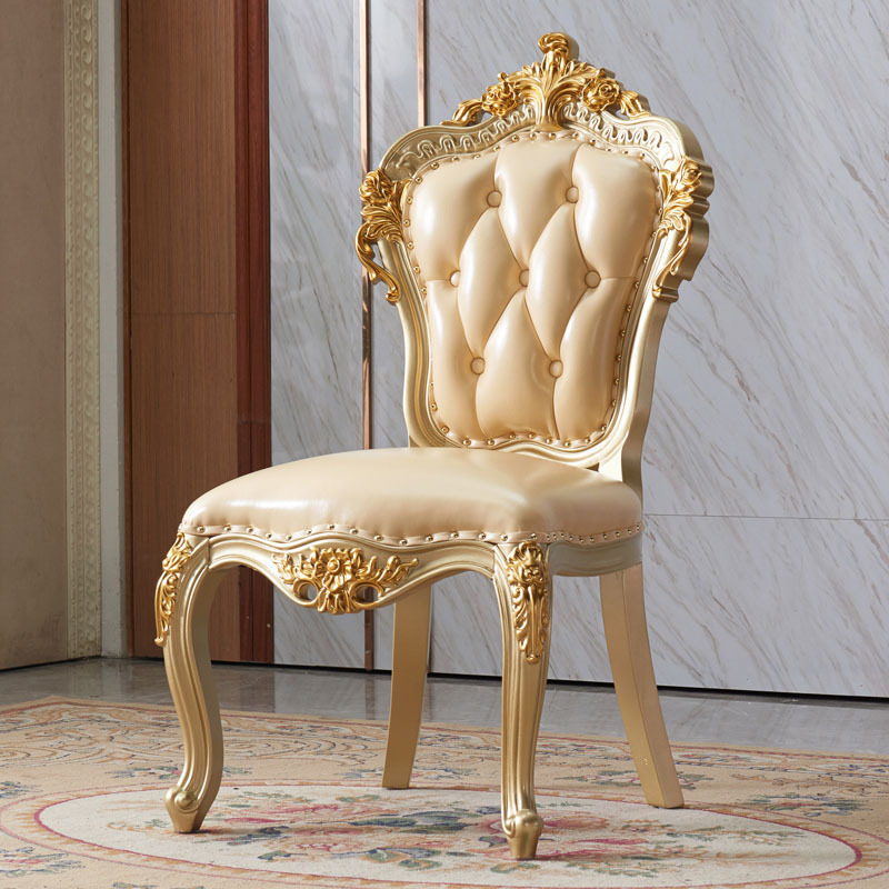 All solid wood marble dining table small champagne gold 6 people  110-28