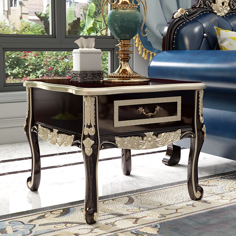 European marble coffee table TV cabinet combination black sandalwood color  110-31
