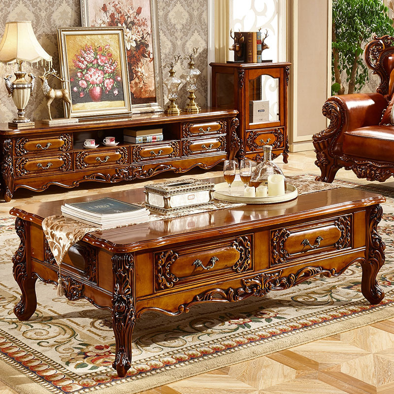 American style solid wood dark tea table  110-31