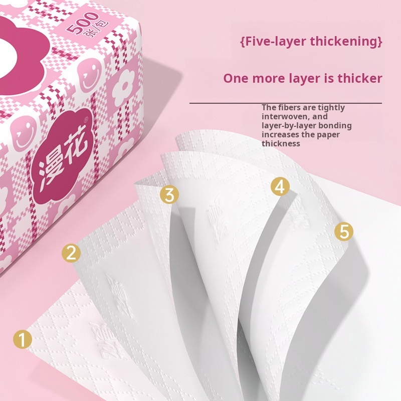 C-FTF500 Fondant Powder Paper Towel 500 Sheets Thickened 5-Layer Household Tissue