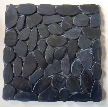 Black High-Polished Slice Pebble Mosaic