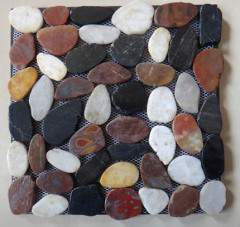 Black+Red+White High-Polished Slice Pebble Mosaic