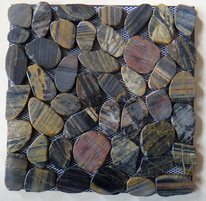 Stripe High-Polished Slice Pebble Mosaic