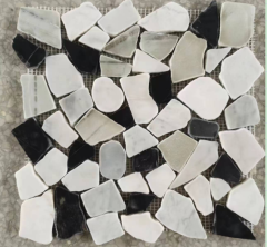 Black+Grey+White Marble Random Polished Mosaic