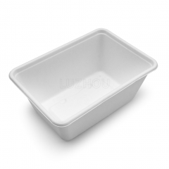 1000ml 7"x5"xH2.8" 21g Wide Rim Bagasse Compostable Disposable Carry Out Food Box with Lid