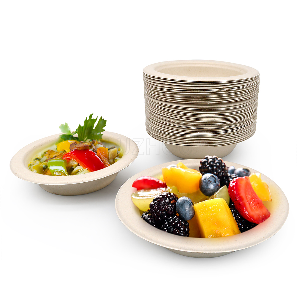 480ml 16oz Φ10.8"xH2.4" 12g Bagasse Biodegradable Compostable Take Out Salad Bowl