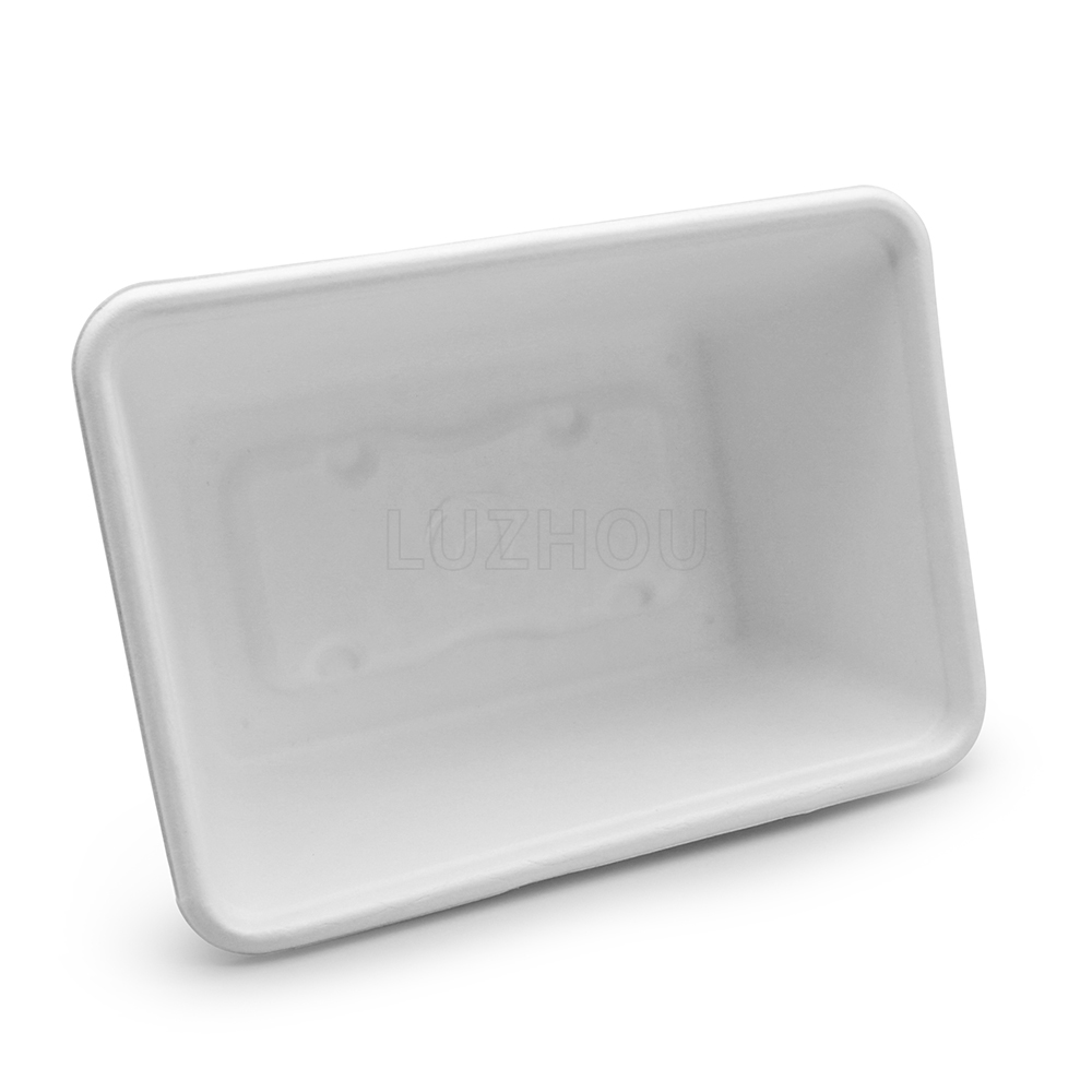 1000ml 7"x5"xH2.8" 21g Wide Rim Bagasse Compostable Disposable Carry Out Food Box with Lid