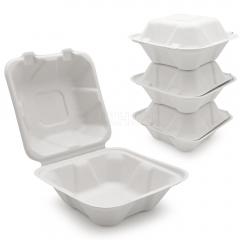 450ml 5.98"x5.98"xH3.03" (Fold) 20g Bagasse Compostable Takeaway Hamburger Packing Boxes