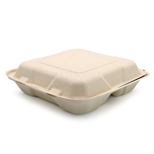 1150ml 9.06"x6.02"xH3.15" (Fold) 3 Compartment Bagasse Compostable Take Out Food Containers