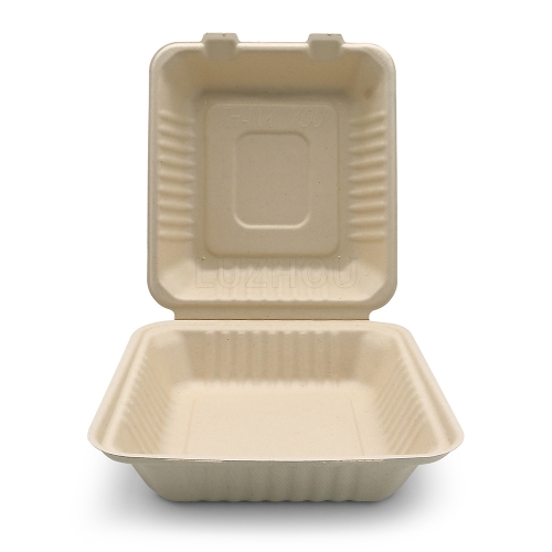 50Pcs Disposable Biodegradable Box Packing Packing Food Bento Food Dessert  Boxes Packaging Baking Lunchbox Salad Birthday Wedding White